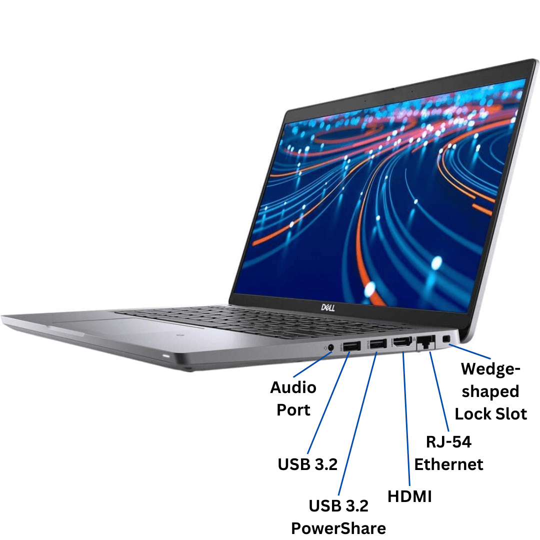 Port diagram of the right side of a Dell Latitude 5420 Laptop port diagram with all ports labeled.