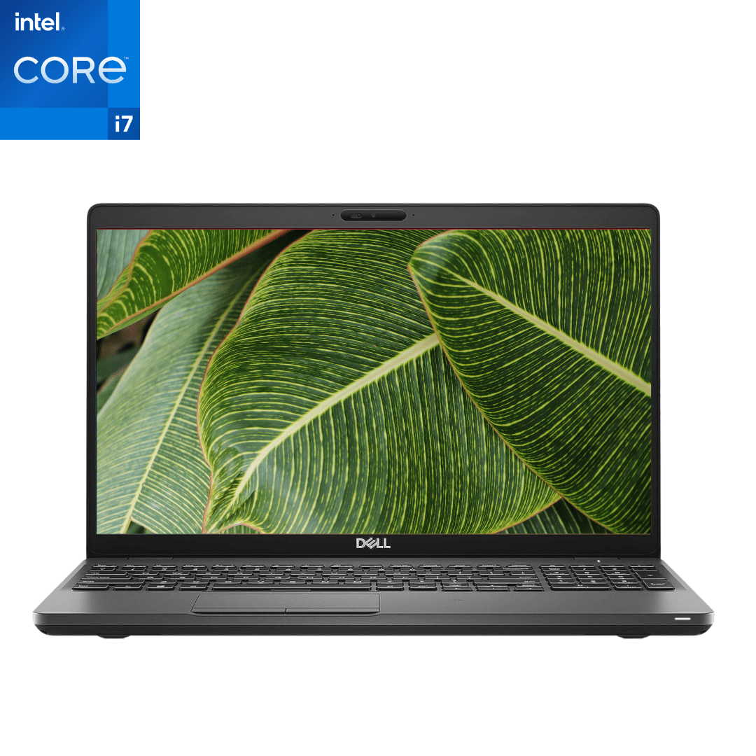Front-facing view of an opened Dell Latitude 5501 i7 Laptop.