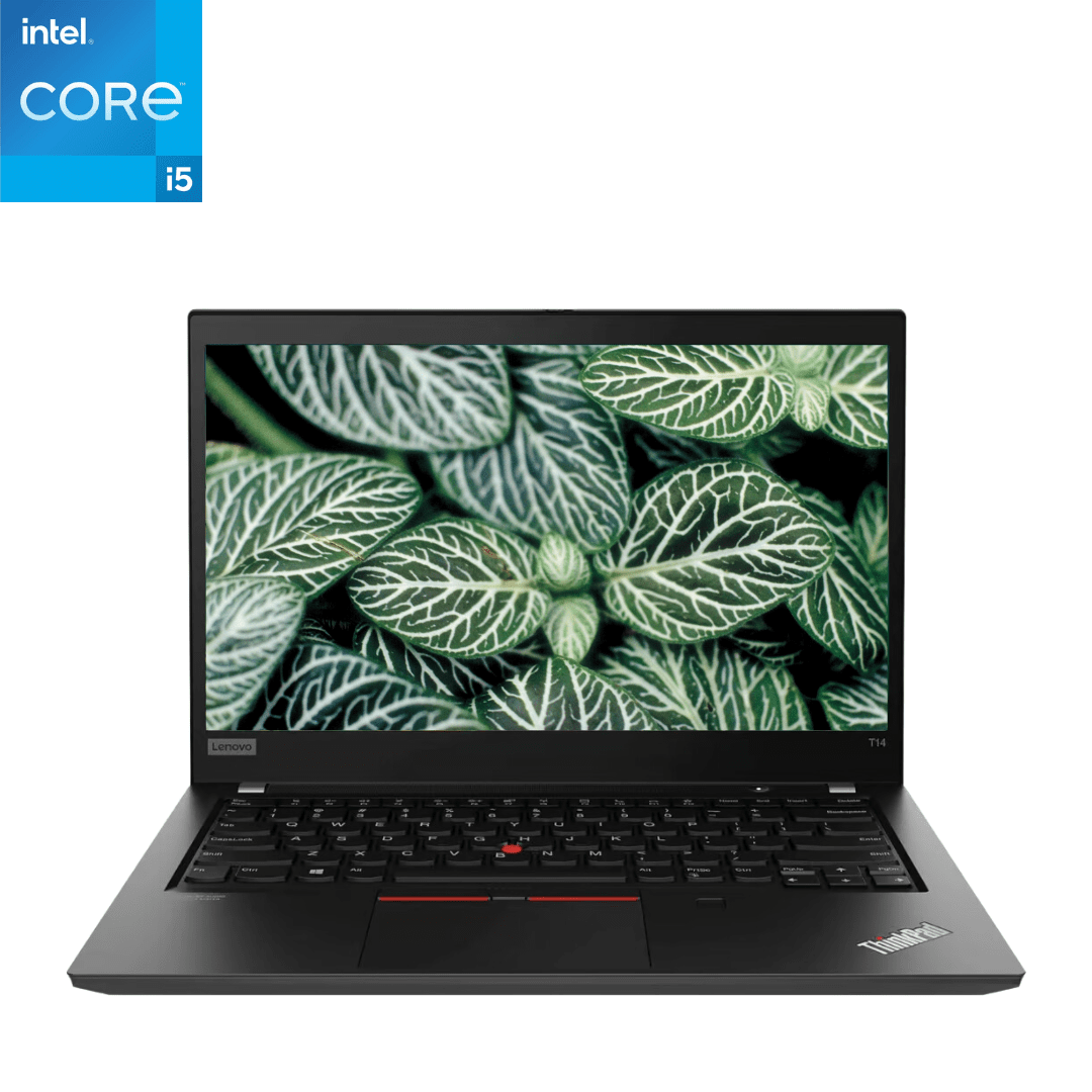 This is the main front facing image of a Lenovo ThinkPad T14 i5 G2 Laptop for a listing on CTI Electronics.