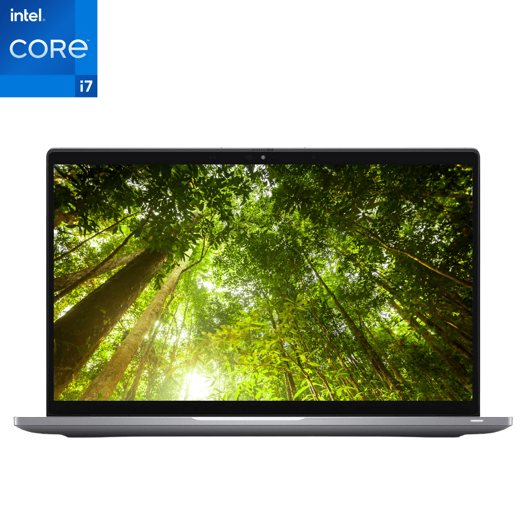 Front-facing image of an opened Dell Latitude 7420 i7 Laptop from CTI  Electronics.