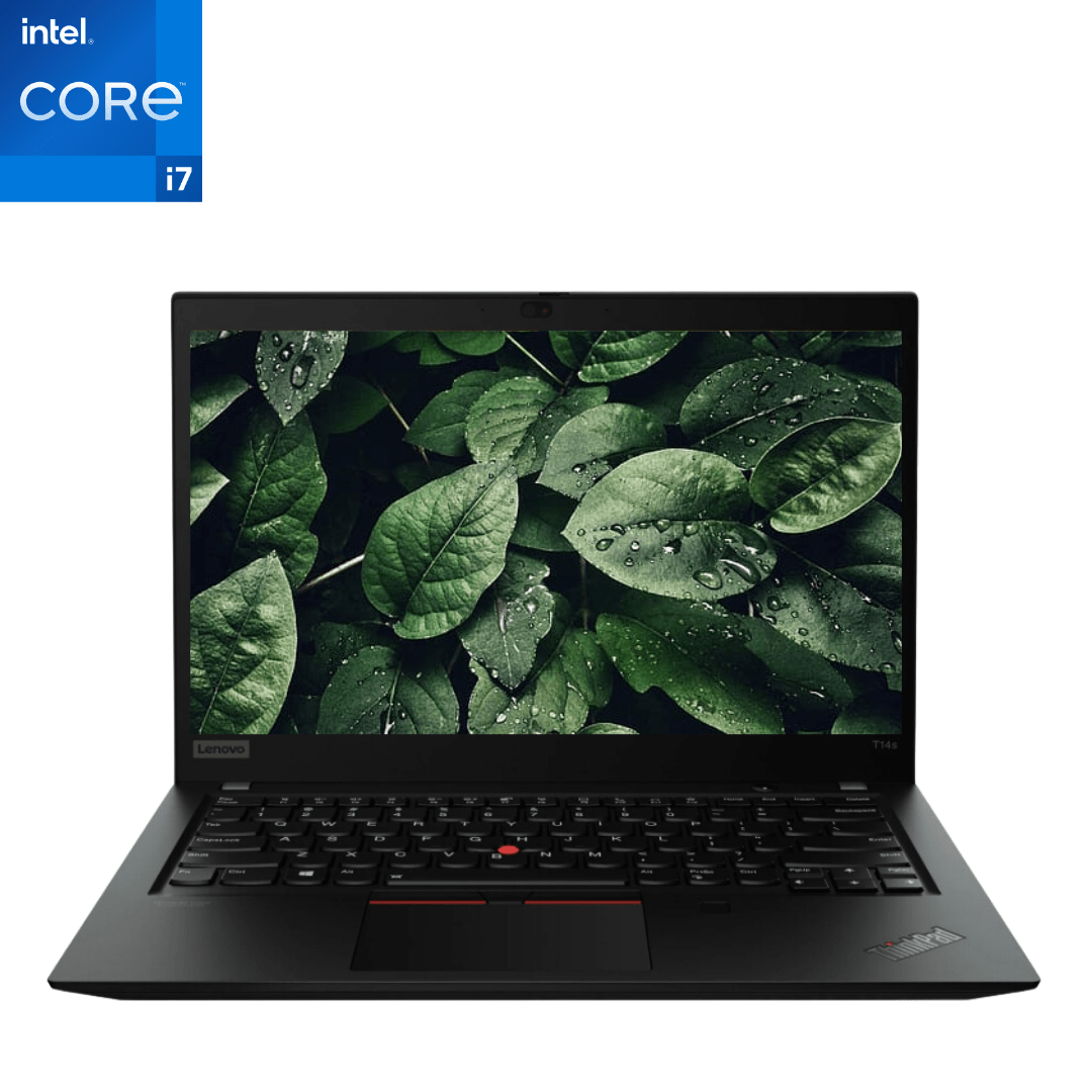 Main Front-facing image of opened Lenovo ThinkPad T15 i7 Gen 1 laptop.